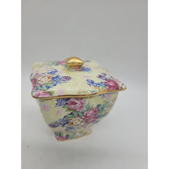 Royal Cotswolds Other - VTG Royal Cotswolds Floral Chintz Porcelain Lidded Box Gold Trim Cotagecore